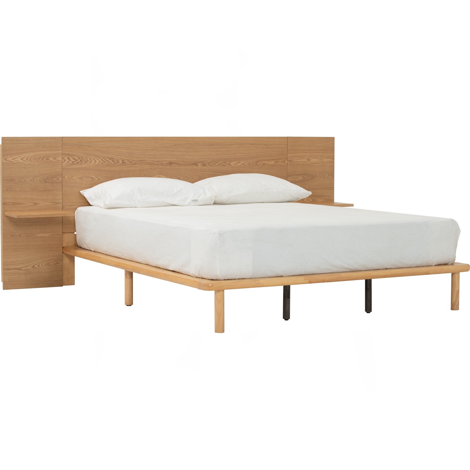 Plato Queen Bed With 190cm Bed Panel With Side Table - Bed by yohauz