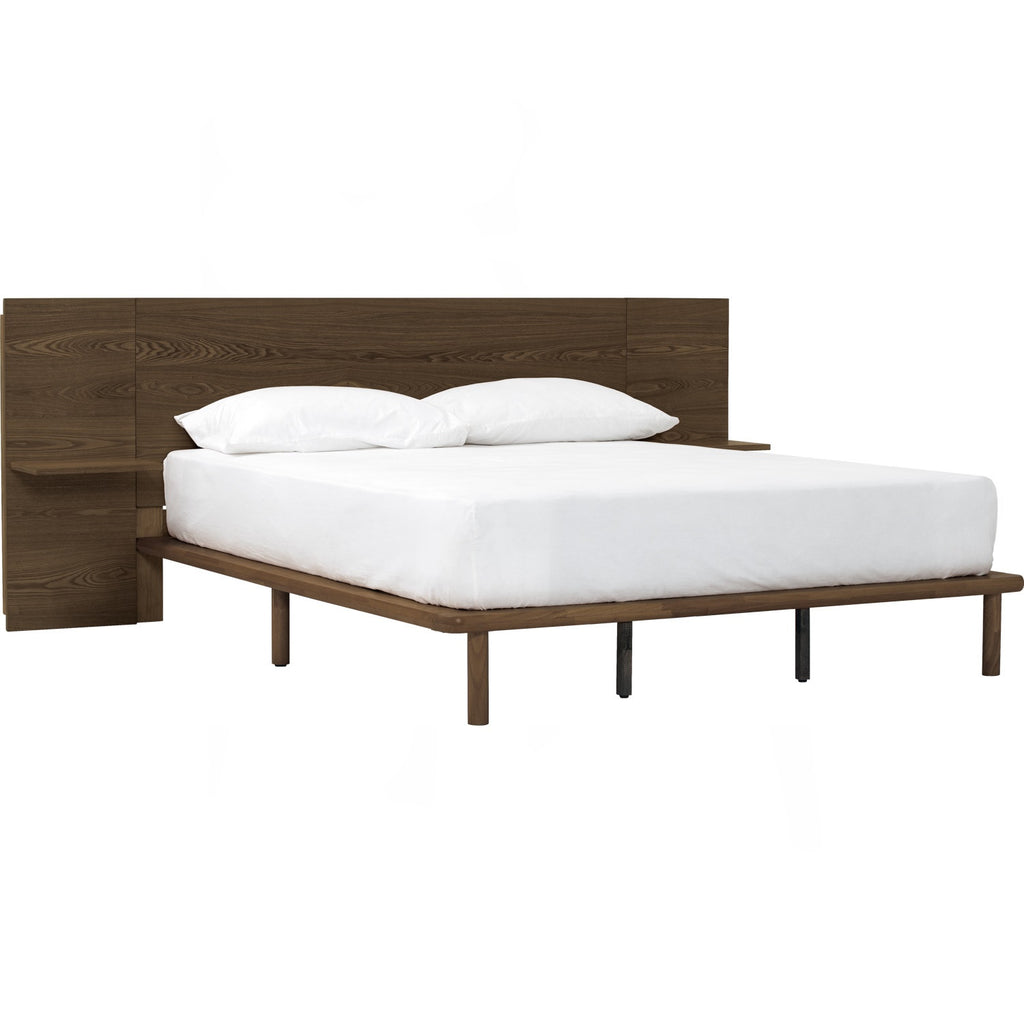 Plato Queen Bed With 190cm Bed Panel With Side Table - Bed by yohauz