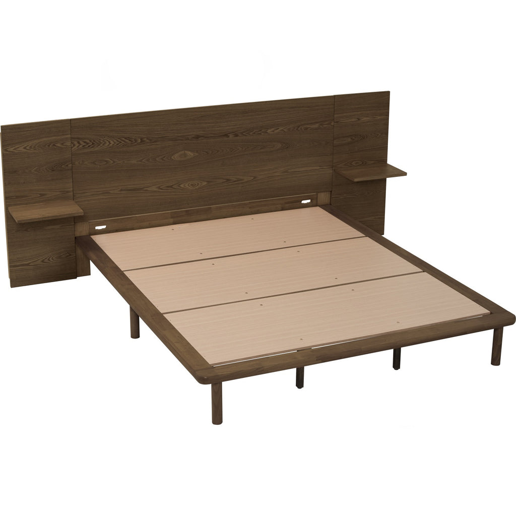 Plato Queen Bed With 190cm Bed Panel With Side Table - Bed by yohauz